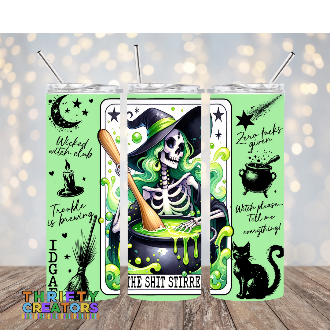 The Shit Stirrer Tarot Card 20 oz Skinny Tumbler