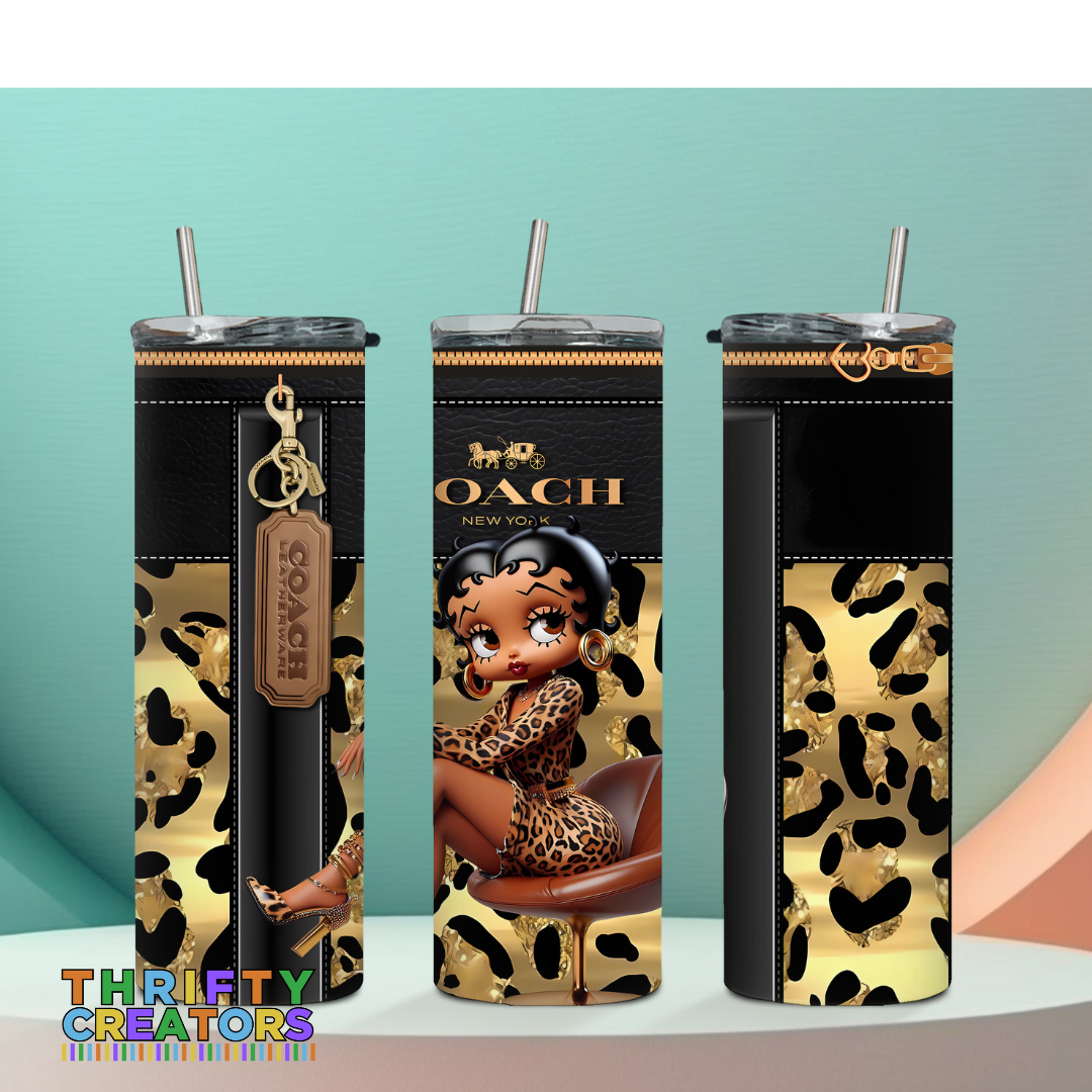 Black Betty Boop Inspired Coach 20 oz Skinny Tumbler