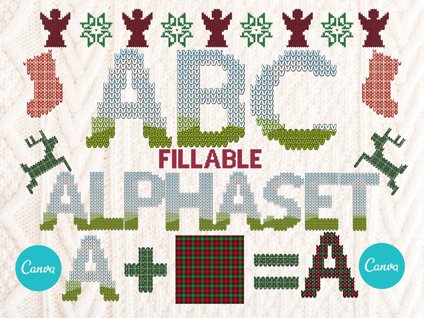 Transparent Doodle Letters, christmas doodle, canva frames, ugly christmas sweater png, christmas alphabet, fill your own fillable letters