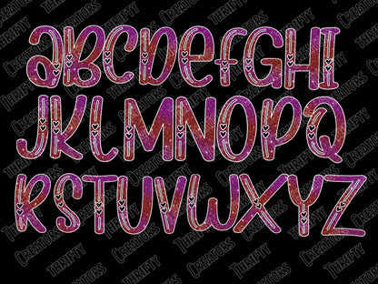 Pink Glitter alphabet digital clipart PNG file format. Letters & numbers digital clip art. Instant download. PNG format. Thrifty Creators