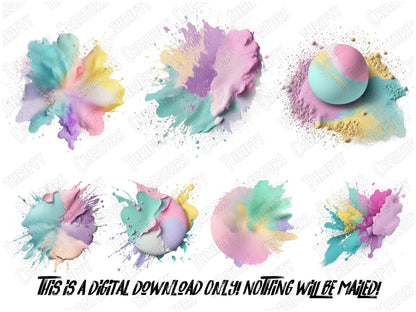 Watercolor Color Splash Clipart PNG Paint Splatter Clipart Alcohol Ink Clipart Abstract Clipart | PNG, Commercial Use, Instant Download