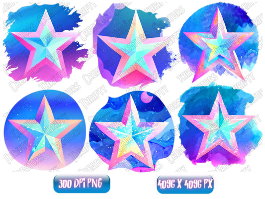 Stars Clipart, Watercolor Stars, Cute Stars Clipart, Squishy Stars,Rainbow Stars, Colorful Stars, Star shapes Clipart,Digital Download