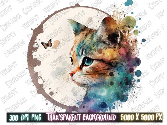 Cat png made for colorful cat watercolor sublimation digital Download, instant download