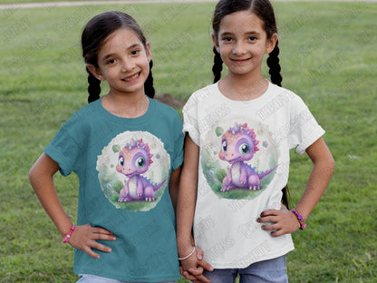 Pink dinosaur png for kid sublimation designs, kid png design for shirts, girls png designs, cartoon png, girl dinosaur png design