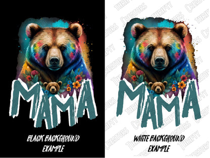 Mama png sublimation design for shirts, bear png, mama sublimation designs, bear and cub, watercolor bears, baby bear png