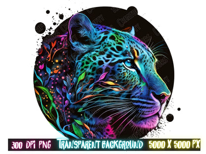 Leopard Png, Colorful png sublimation designs for shirts, sublimation png for shirt, neon sublimation, hip hop png, big cats