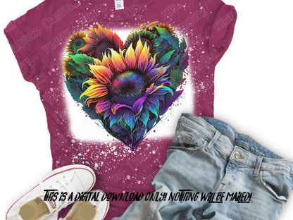Colorful Sunflower tie dye sublimation designs, DTF designs, t shirt graphics - Thrifty Creators