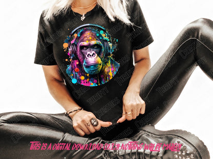 Colorful png for shirts and sublimation designs, sublimation png for shirt, neon sublimation, hip hop png, abstract png,Gorilla png