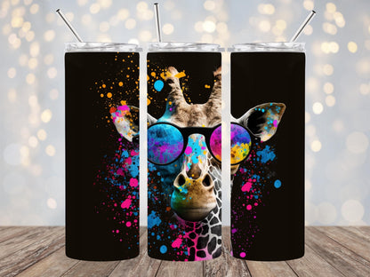 Colorful tumbler design 20oz Sublimation Tumbler Designs, Giraffe 9.2 x 8.3” Straight Skinny Tumbler Wrap PNG,Sublimation Design PNG