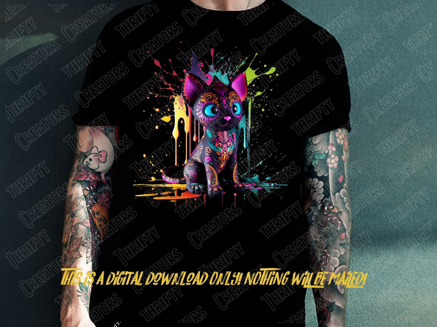 Cat png for Colorful png design.  Shirts and sublimation designs for urban design and streetwear