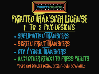 Thrifty Creators Printed Transfer License 1 to 5 Designs