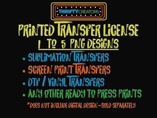 Thrifty Creators Printed Transfer License 1 to 5 Designs