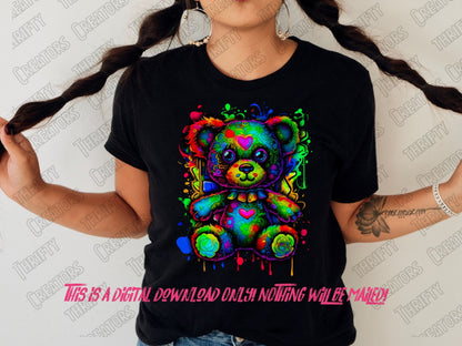 Teddy Bear png for Colorful png design.  Shirts and sublimation designs for urban design and streetwear