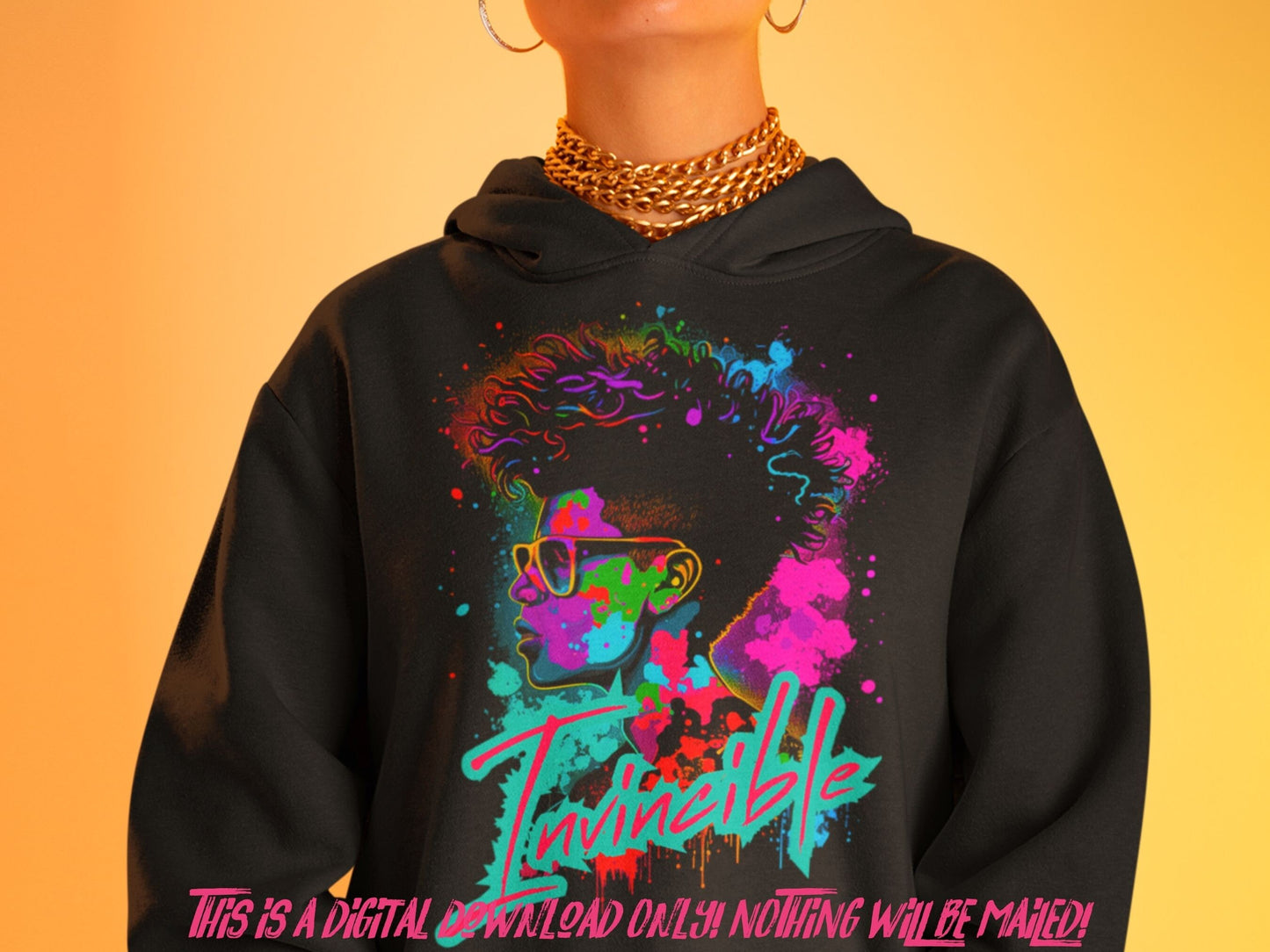 Invincible Woman Colorful png for shirts and sublimation designs, sublimation png for shirt, neon sublimation, feminist shirt design