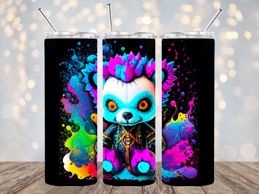 20oz Sublimation Tumbler Designs, Thrifty Teddy 9.2 x 8.3" Straight Skinny Tumbler Wrap PNG, Sublimation Design PNG, colorful tumbler design