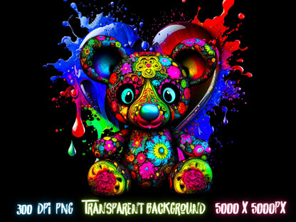 Teddy Bear png for Colorful png design.  Shirts and sublimation designs for urban design and streetwear