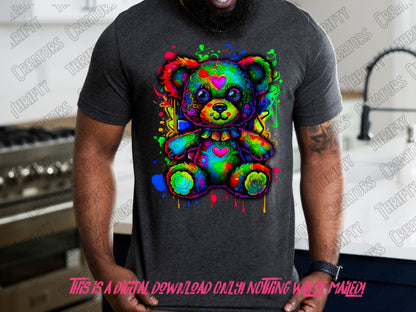 Teddy Bear png for Colorful png design.  Shirts and sublimation designs for urban design and streetwear