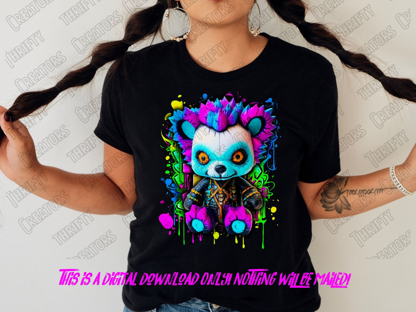 Teddy Bear png for Colorful png design.  Graffiti Art for Shirts and sublimation designs for urban design and streetwear