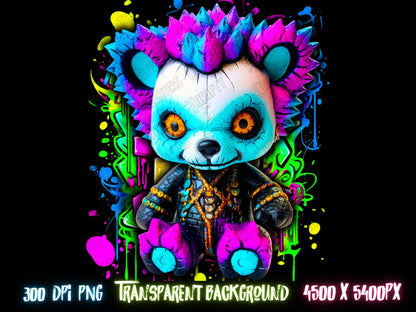 Teddy Bear png for Colorful png design.  Graffiti Art for Shirts and sublimation designs for urban design and streetwear
