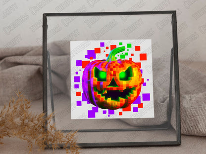 Halloween DTF designts, 8 Bit Pumpkin PNG for Sublimation, sublimate designs