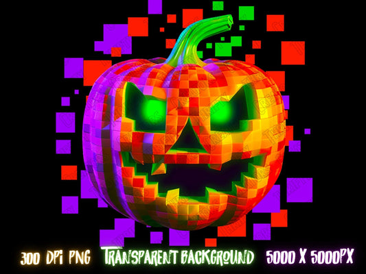 Halloween DTF designts, 8 Bit Pumpkin PNG for Sublimation, sublimate designs