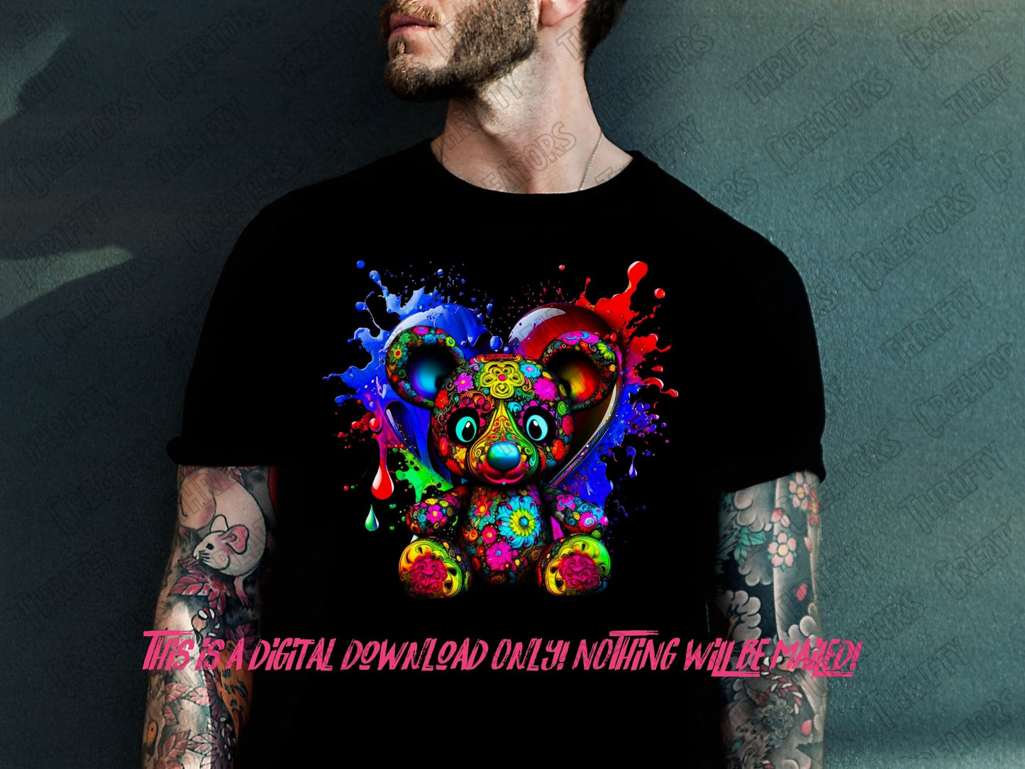 Teddy Bear png for Colorful png design.  Shirts and sublimation designs for urban design and streetwear