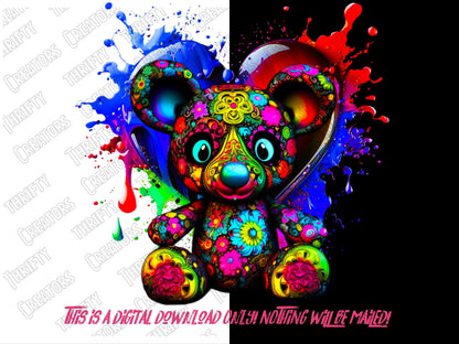 Teddy Bear png for Colorful png design.  Shirts and sublimation designs for urban design and streetwear