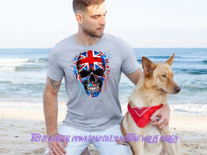 British Flag Skull Sublimation PNG Design - Union Jack Graphic for T-Shirts and More