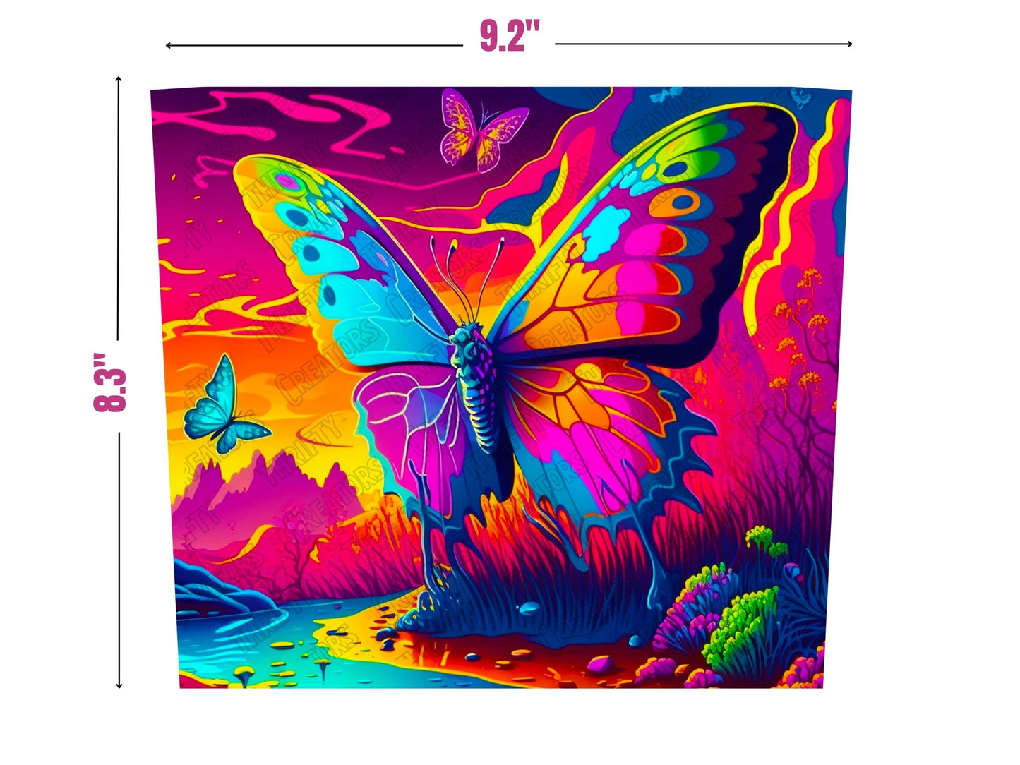 Colorful Png Butterfly Sunset 20 oz Skinny Tumbler Sublimation Design, Straight & Tapered Tumbler Wrap PNG, Instant Digital Download PNG