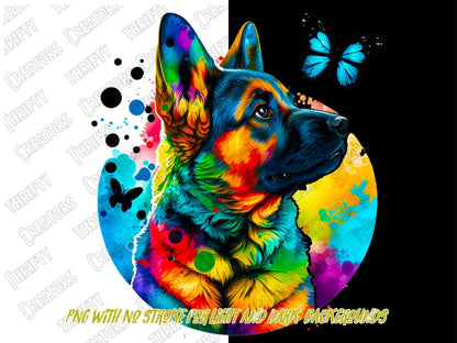 German shepherd Dog PNG, Dog Illustration, Transparent Background, Hand Drawn shepherd, Dog Sublimation, Dog Breed, Dog Gift, Pet Art