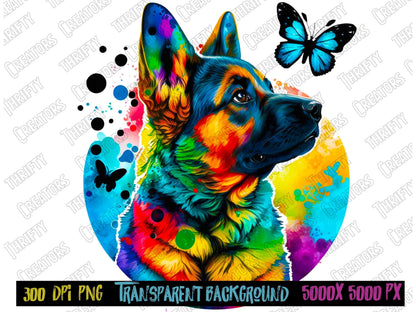 German shepherd Dog PNG, Dog Illustration, Transparent Background, Hand Drawn shepherd, Dog Sublimation, Dog Breed, Dog Gift, Pet Art