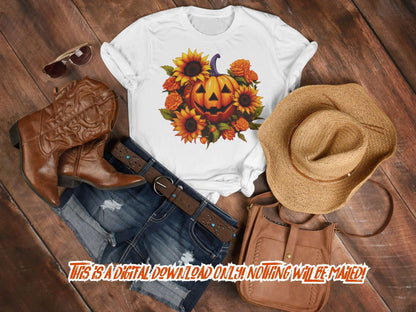 DTF png, Fall sublimation png pumpkin and sunflower png, dtf designs, tshirt designs, shirt designs, halloween png - Thrifty Creators