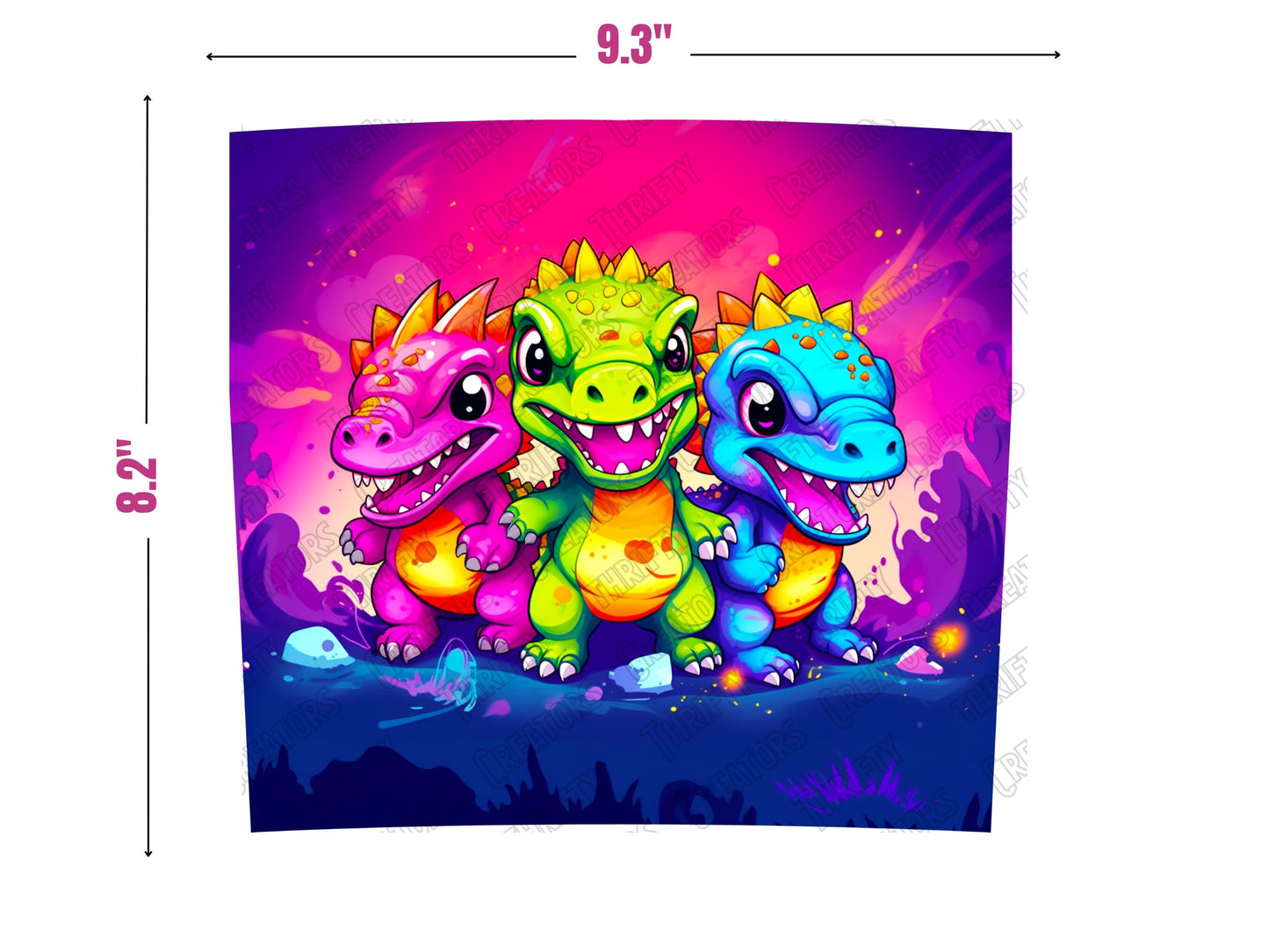 Baby T Rex With Big Eyes Colorful 20oz Kids Tumbler Sublimation Design Template, Tumbler Wraps for Children, Instant Download PNG