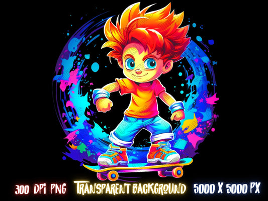 Skater boy colorful png design for sublimation designs and dtf - Thrifty Creators