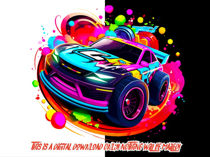 Colorful car png for shirts and sublimation designs, race car png, urban design, png for boys, Thrifty Creators
