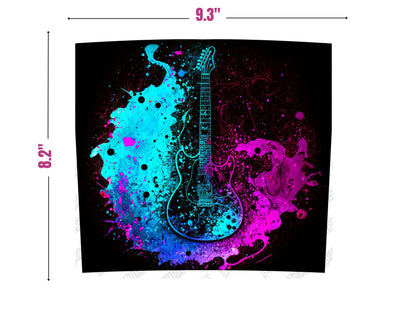 Electric Guitar Music Instrument 20 Oz Skinny Sublimation Tumbler Wrap Digital Design PNG File Download Thrifty Creators