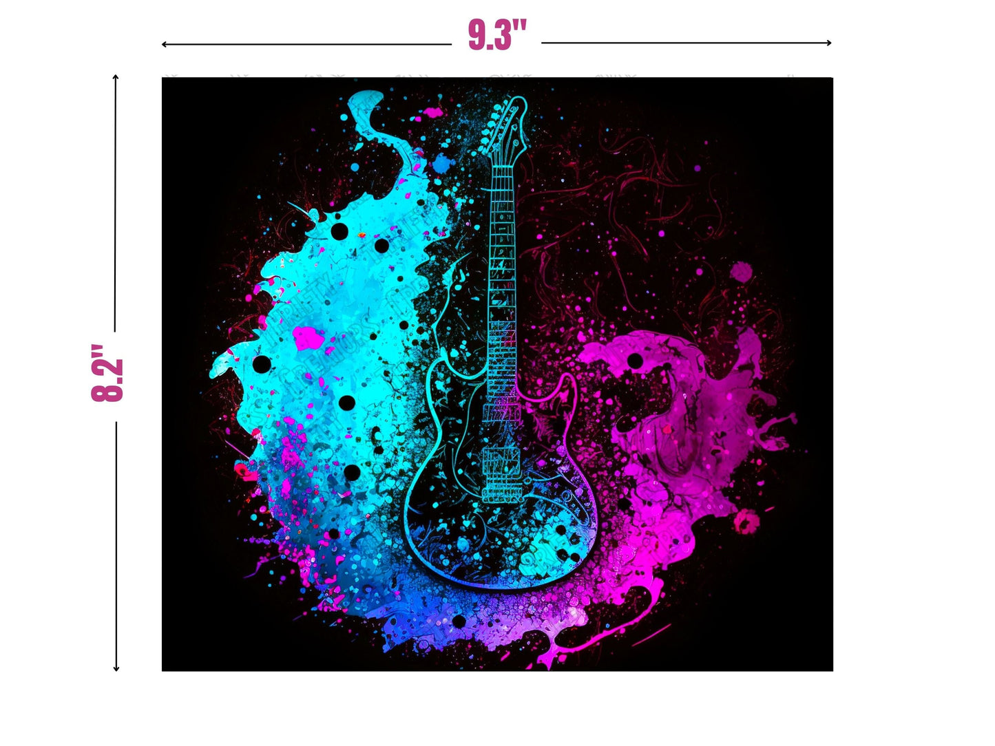 Electric Guitar Music Instrument 20 Oz Skinny Sublimation Tumbler Wrap Digital Design PNG File Download Thrifty Creators