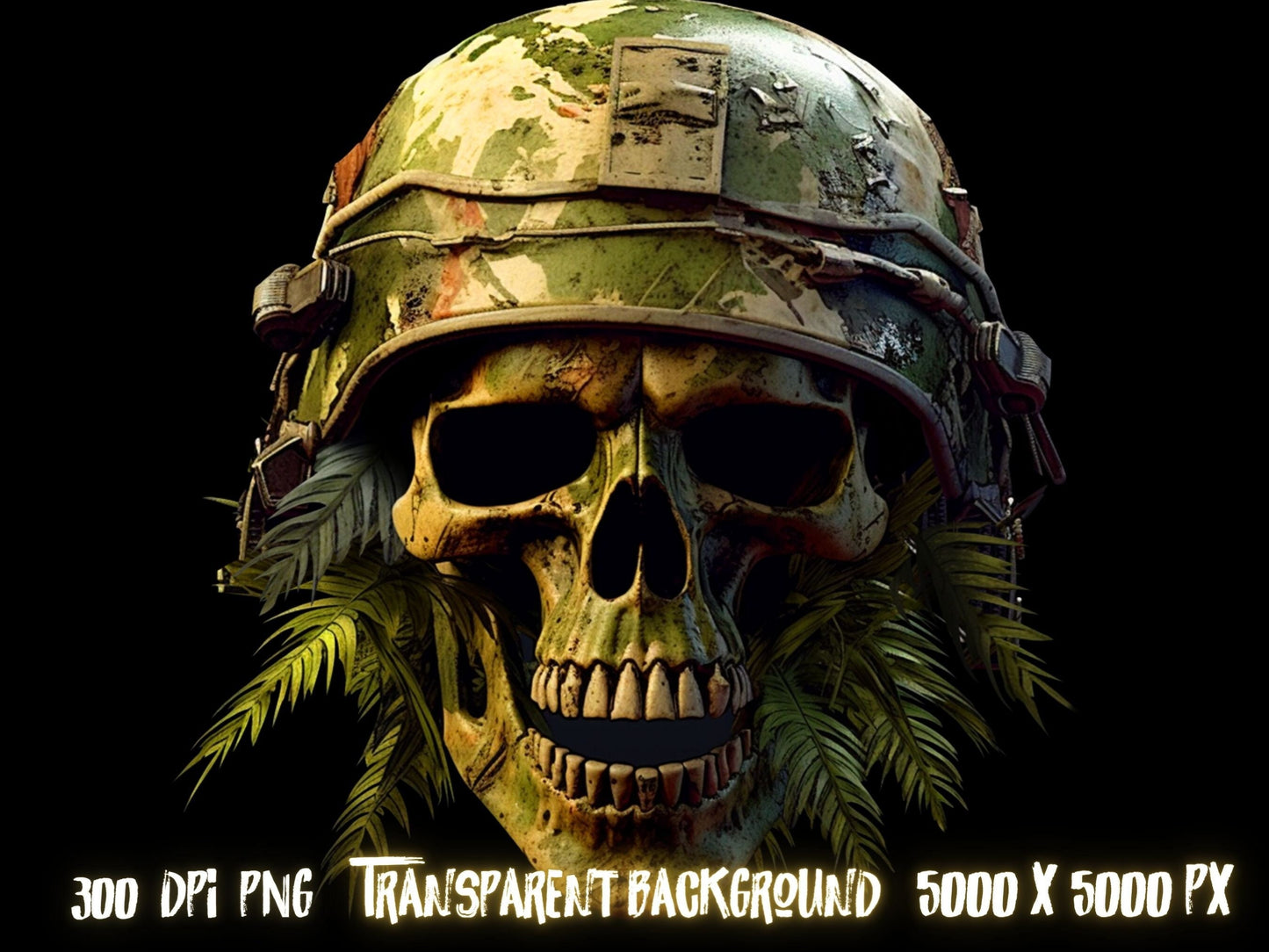 Jungle Skull War Veteran Png Design for Sublimaton designs and DTF prints - Thrifty Creators