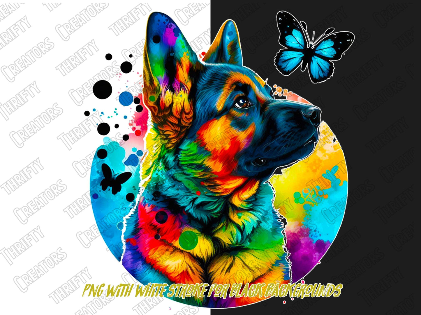 German shepherd Dog PNG, Dog Illustration, Transparent Background, Hand Drawn shepherd, Dog Sublimation, Dog Breed, Dog Gift, Pet Art