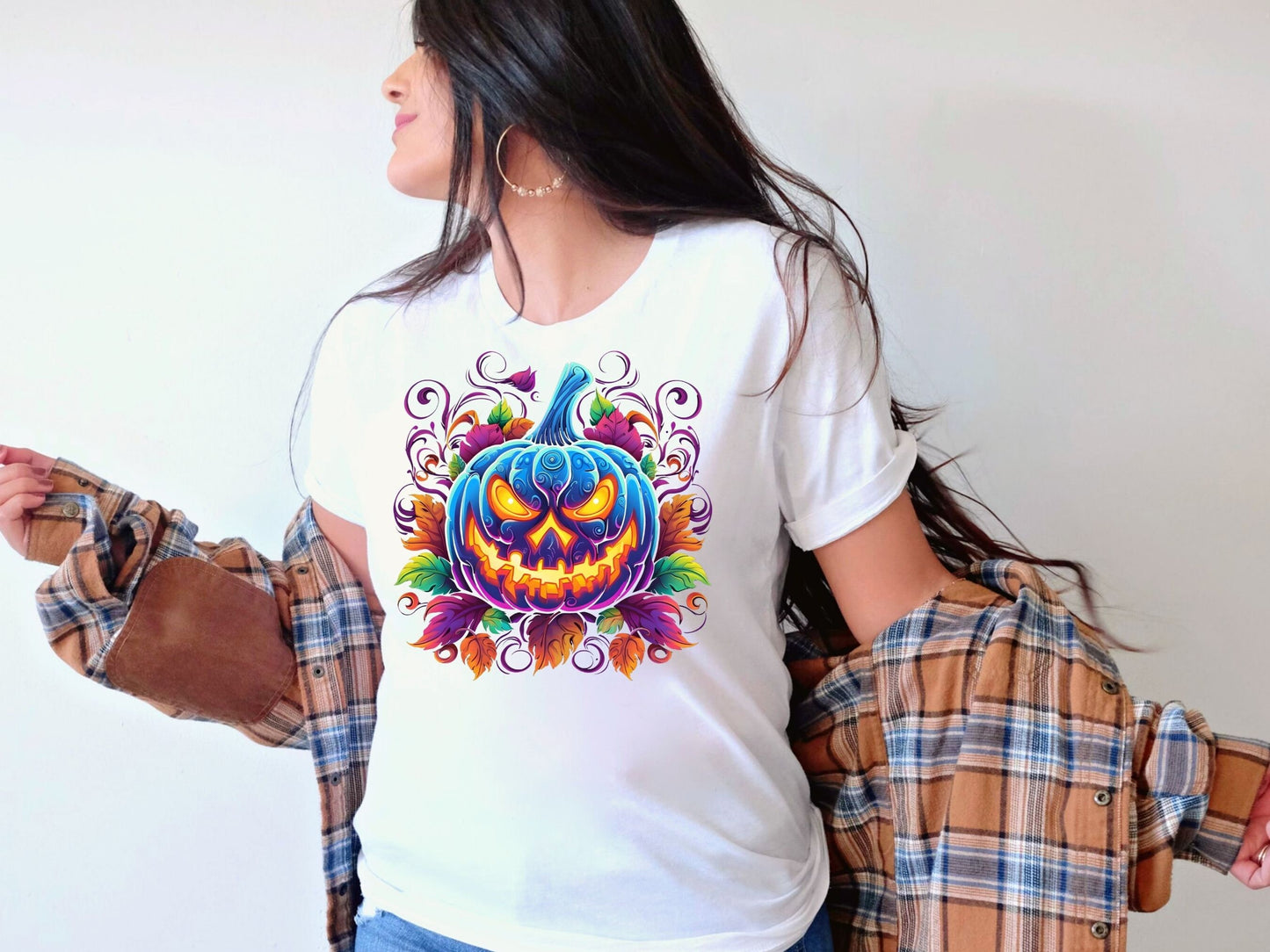 Neon scary pumpkin png design for sublimation, dtf and t shirt designs - Thrifty Creators