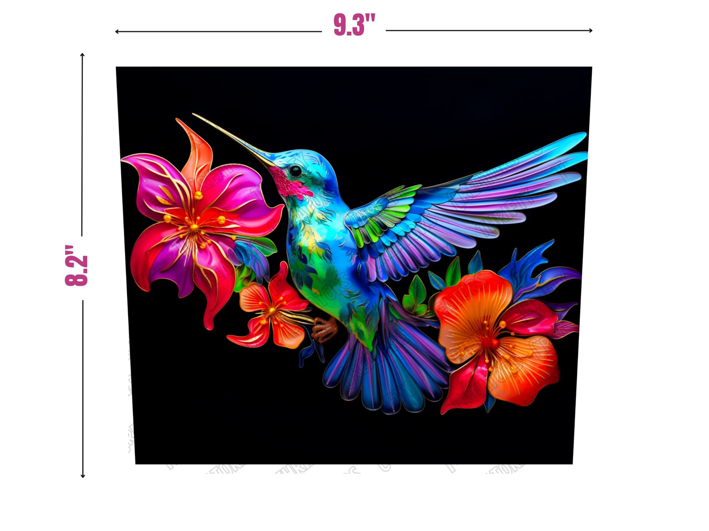 Neon Hummingbirds 20 oz Skinny Tumbler Sublimation Design, Instant Digital Download PNG, Straight  Tumbler Wrap PNG, Thrifty Creators