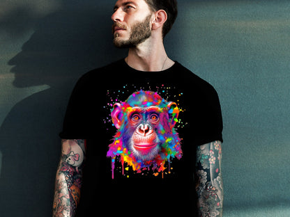 Colorful Monkey splattered paint png instant download perfect for tshirt designs, sublimation designs and DTF designs- Thrifty Creators