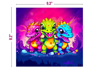 Baby T Rex With Big Eyes Colorful 20oz Kids Tumbler Sublimation Design Template, Tumbler Wraps for Children, Instant Download PNG