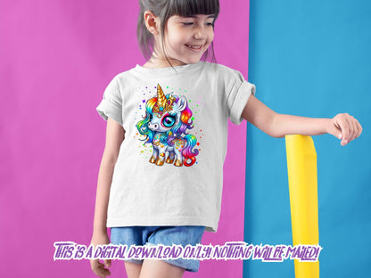 Cute Unicorn PNG, sublimation png, dtf png, design for shirts, little girl designs, unicorn clipart, shirt designs, fun png