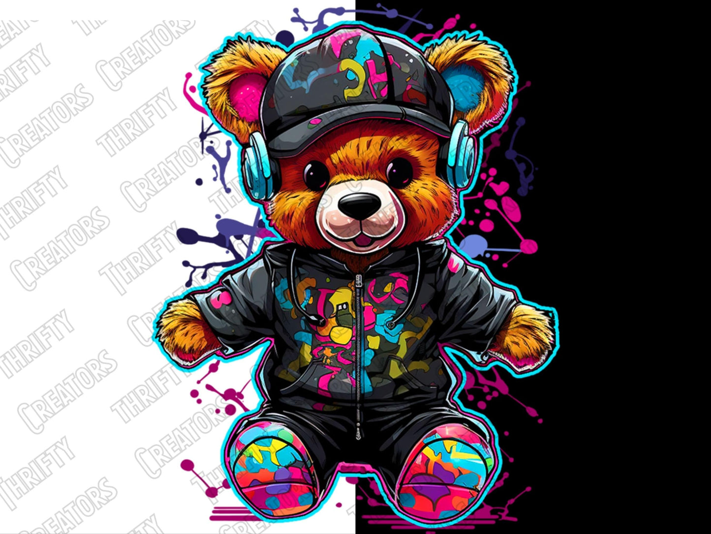 Teddy Bear png for Colorful png design.  Shirts and sublimation designs for urban design and streetwear, hoodie designs, sweatshirt designs