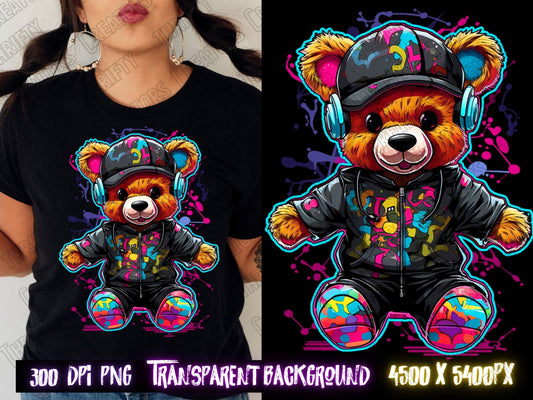 Teddy Bear png for Colorful png design.  Shirts and sublimation designs for urban design and streetwear, hoodie designs, sweatshirt designs