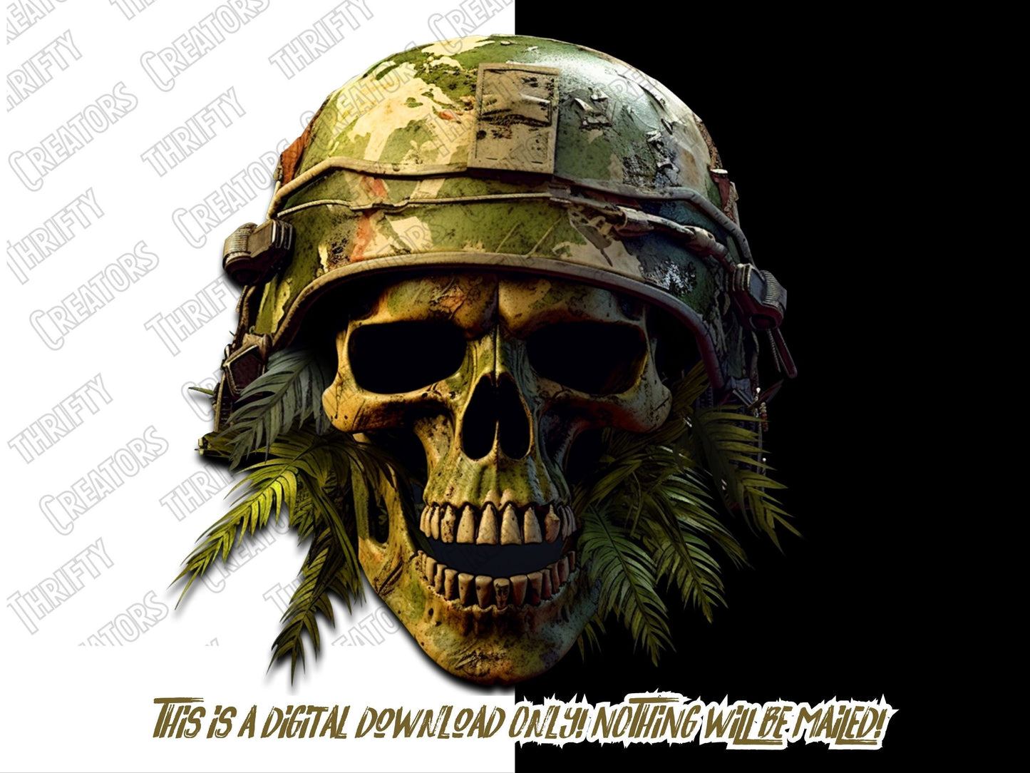 Jungle Skull War Veteran Png Design for Sublimaton designs and DTF prints - Thrifty Creators