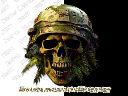 Jungle Skull War Veteran Png Design for Sublimaton designs and DTF prints - Thrifty Creators