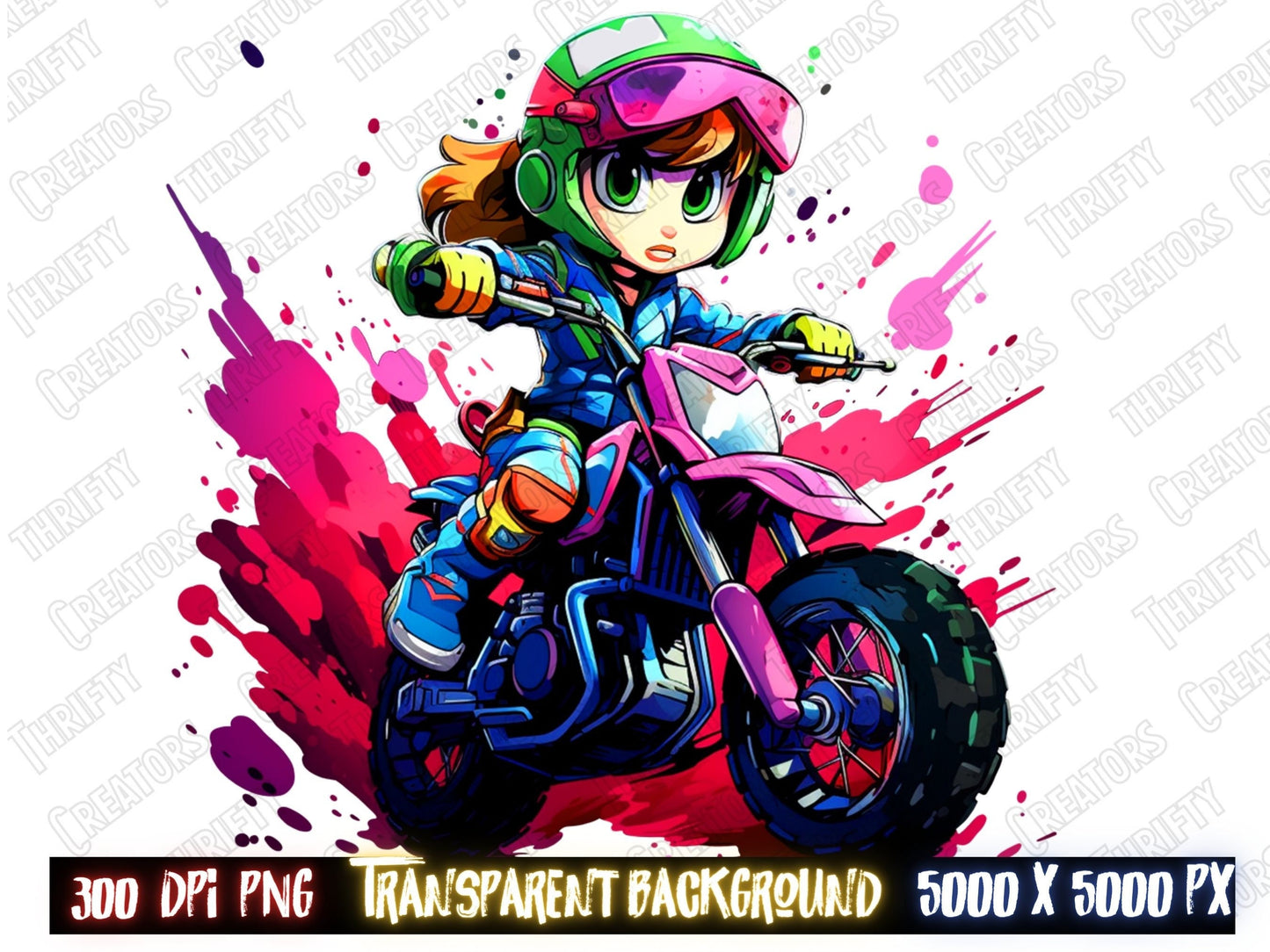 Moto Girl Sublimation Designs for girls and dtf prints for t shirts, paper crafts - Thrifty Creators