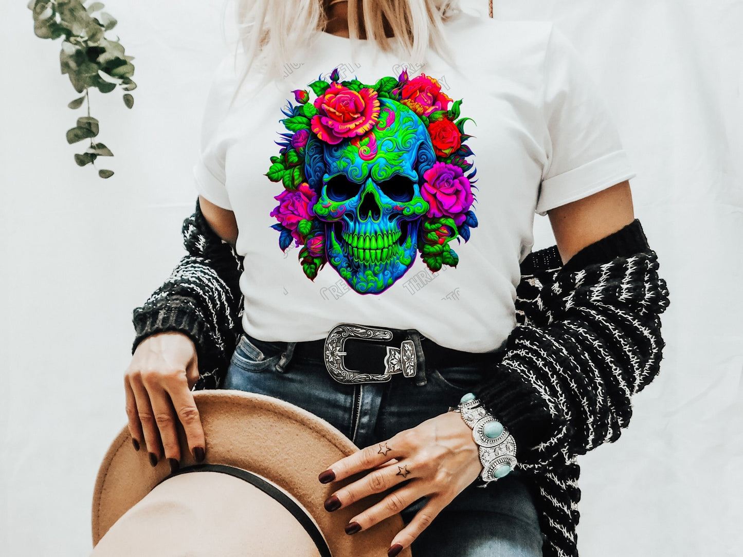 Colorful png for shirts and sublimation designs, graffiti png, urban design, png for men, abstract png, Floral hop skull - Limited Release